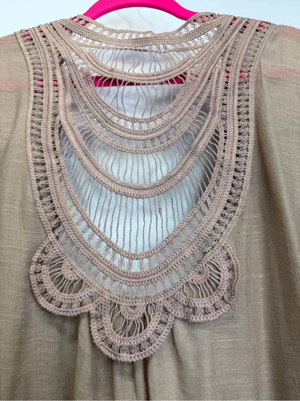Do Everything In Love Mocha Boho Crochet Back Tassel Kimono Cardigan - Picture 9 of 11